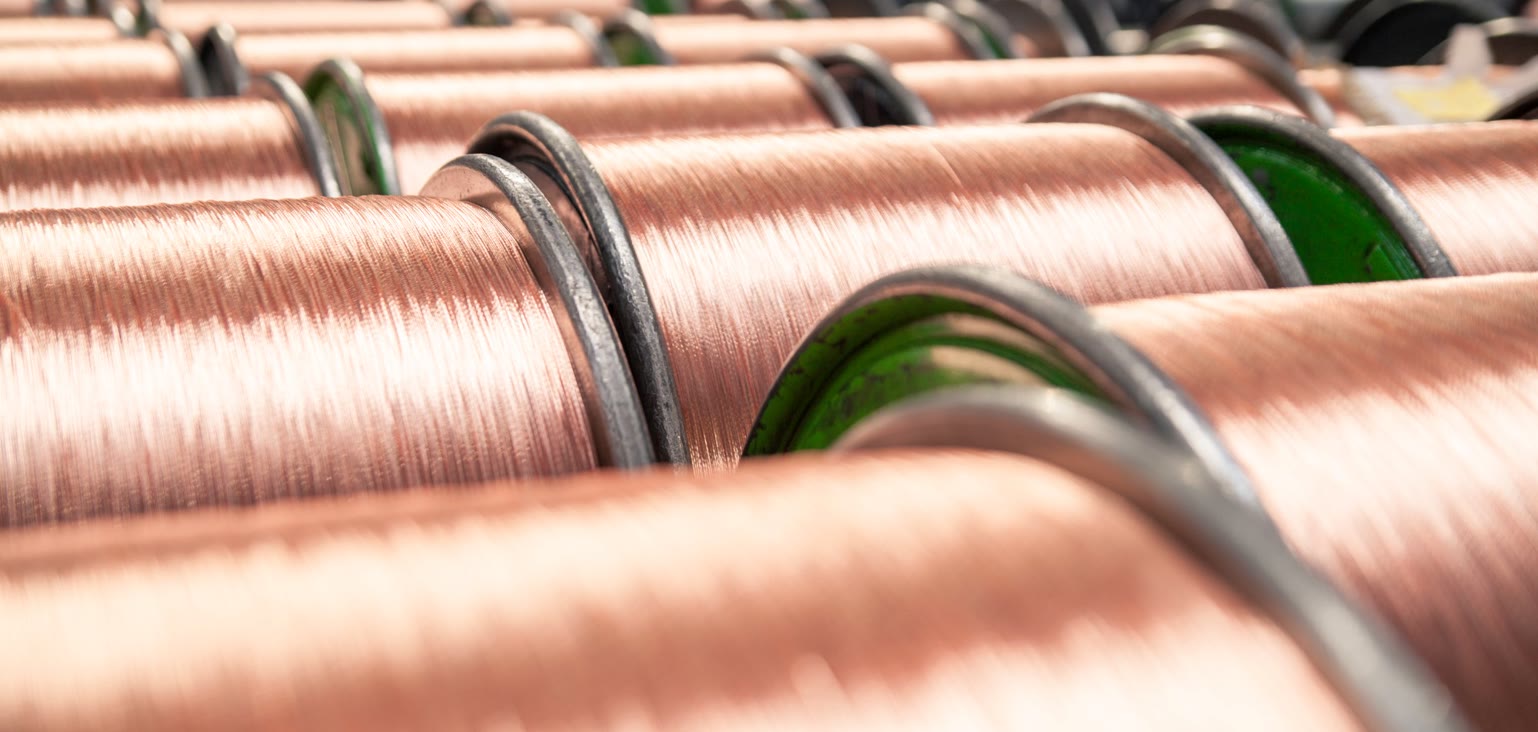 Spools of copper wire at a COFICAB plant
