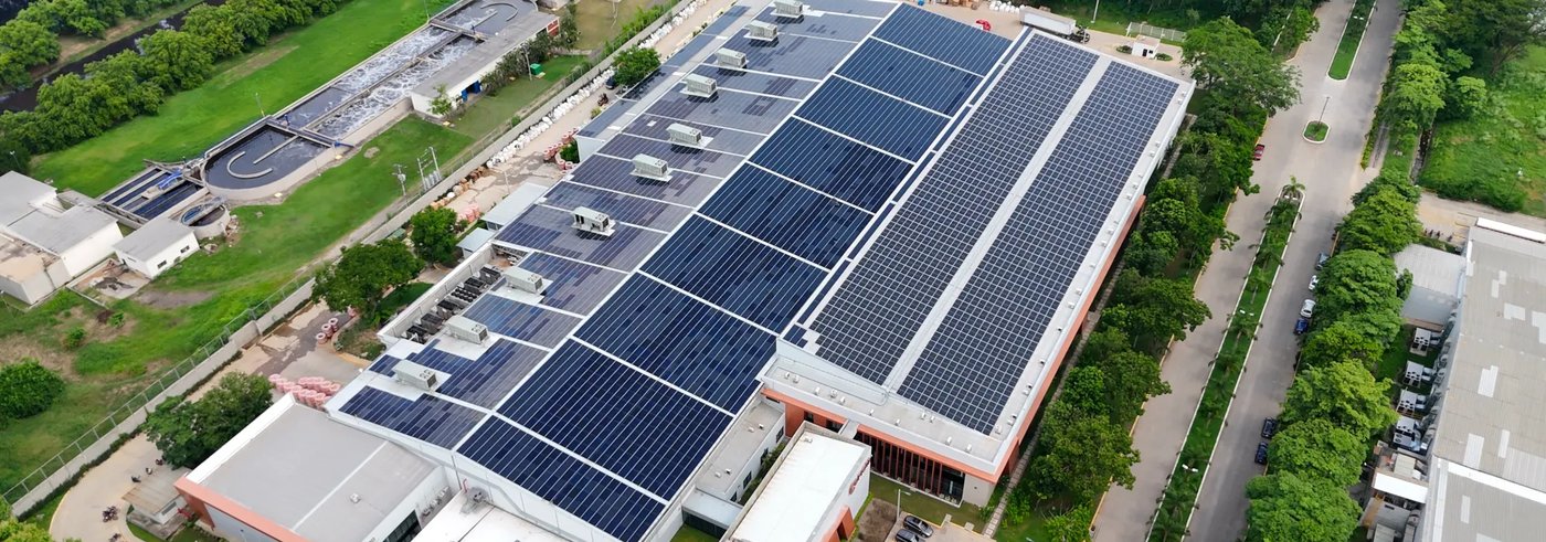 Solar panels on the roof of a COFICAB plant