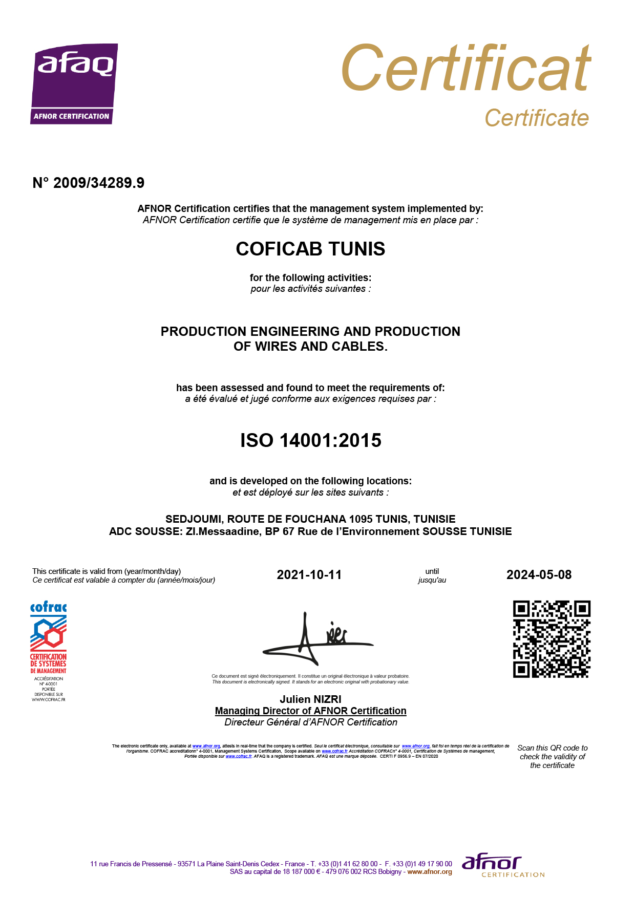 CERTI F 0956 Certif générique logo cofrac ENG QR