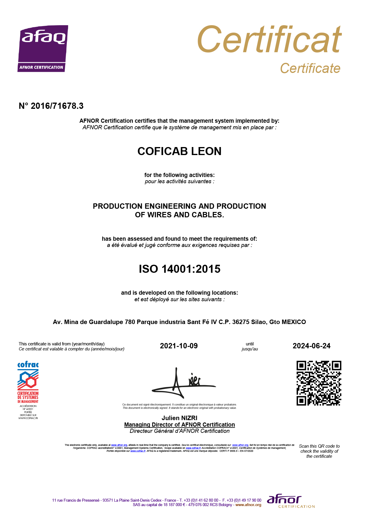 CERTI F 0956 Certif générique logo cofrac ENG QR
